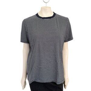 SUPERDRY Organic Cotton Short Sleeve Crewneck Striped Tee in Navy White SZ 12